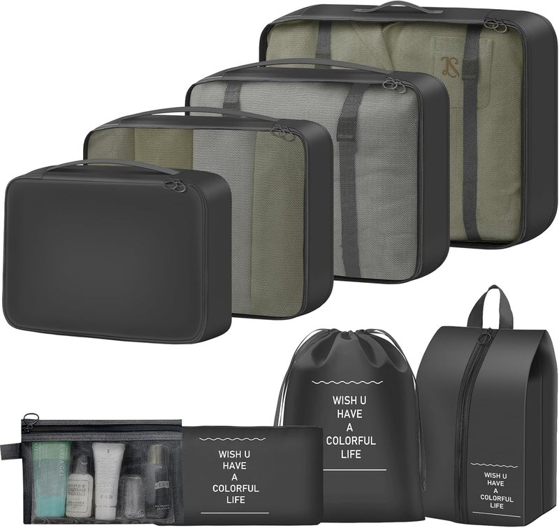 YEEYAA 8 Set Packing Cubes for Travel Suitcase Organizer Bags Luggage Packing Cubes Set Travel Essentials Accessories Gifts for Women - Image 1